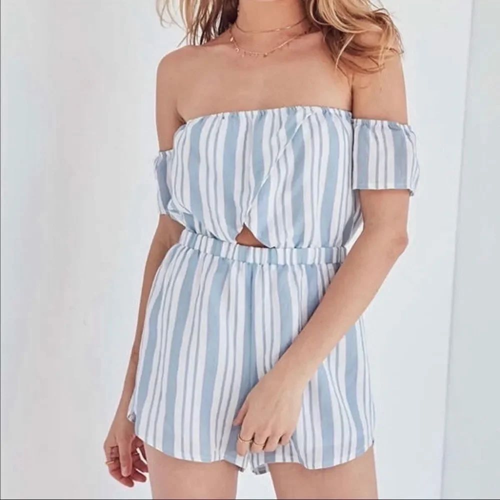 Kimichi Blue blue and white stripe cutout romper